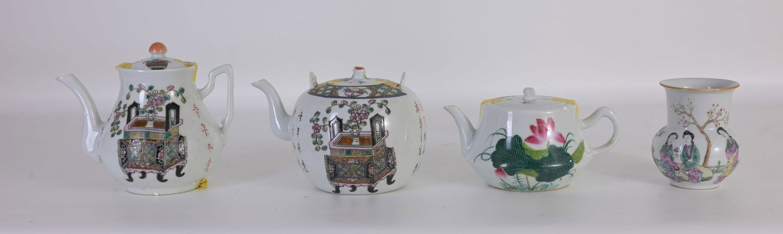 (4) Chinese Famille Rose Teapots & Water Drop (1 of 8)
