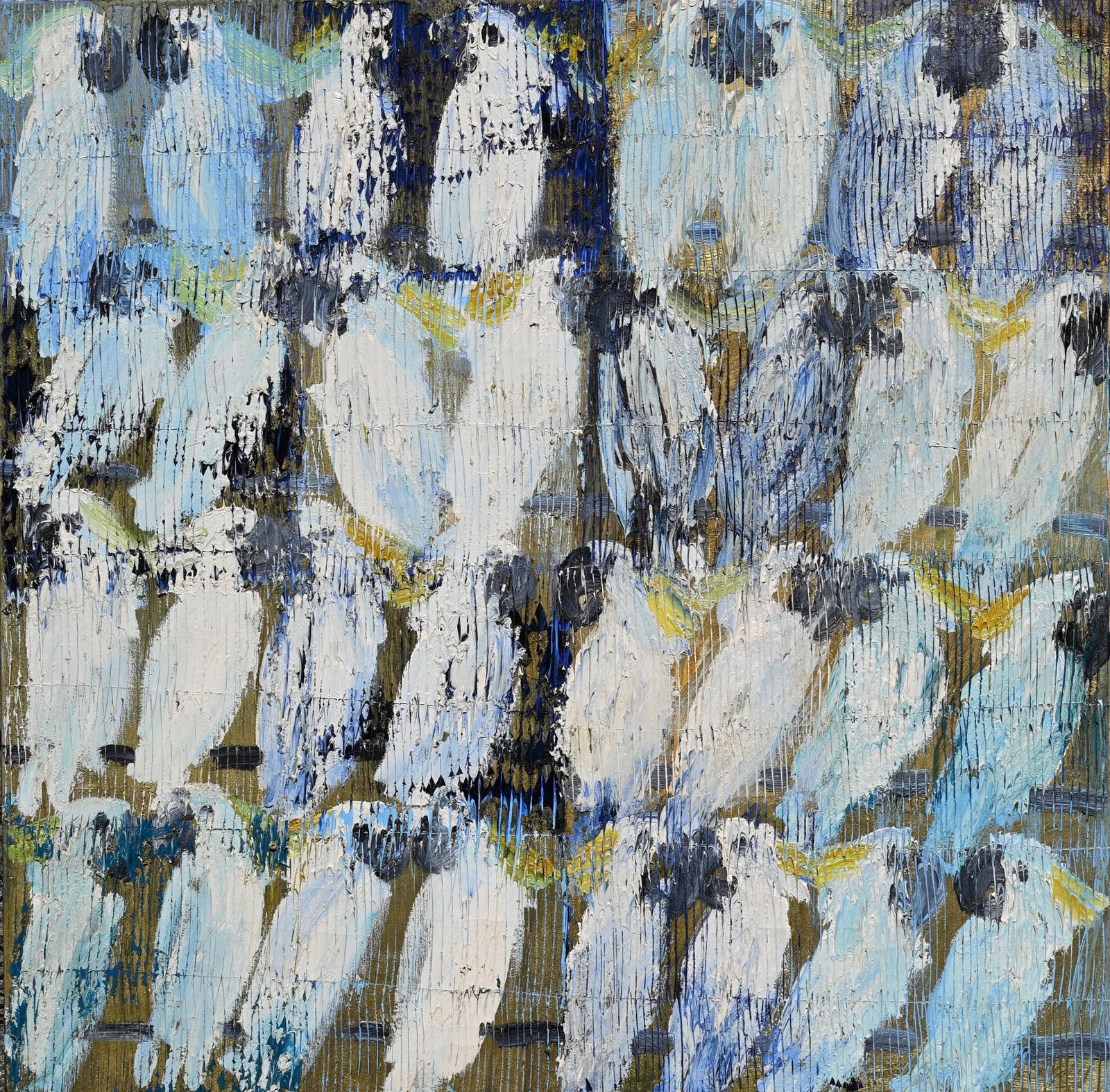 Hunt Slonem (Born 1951) "Loud Whisper" 48 x 48 in (1 of 10)