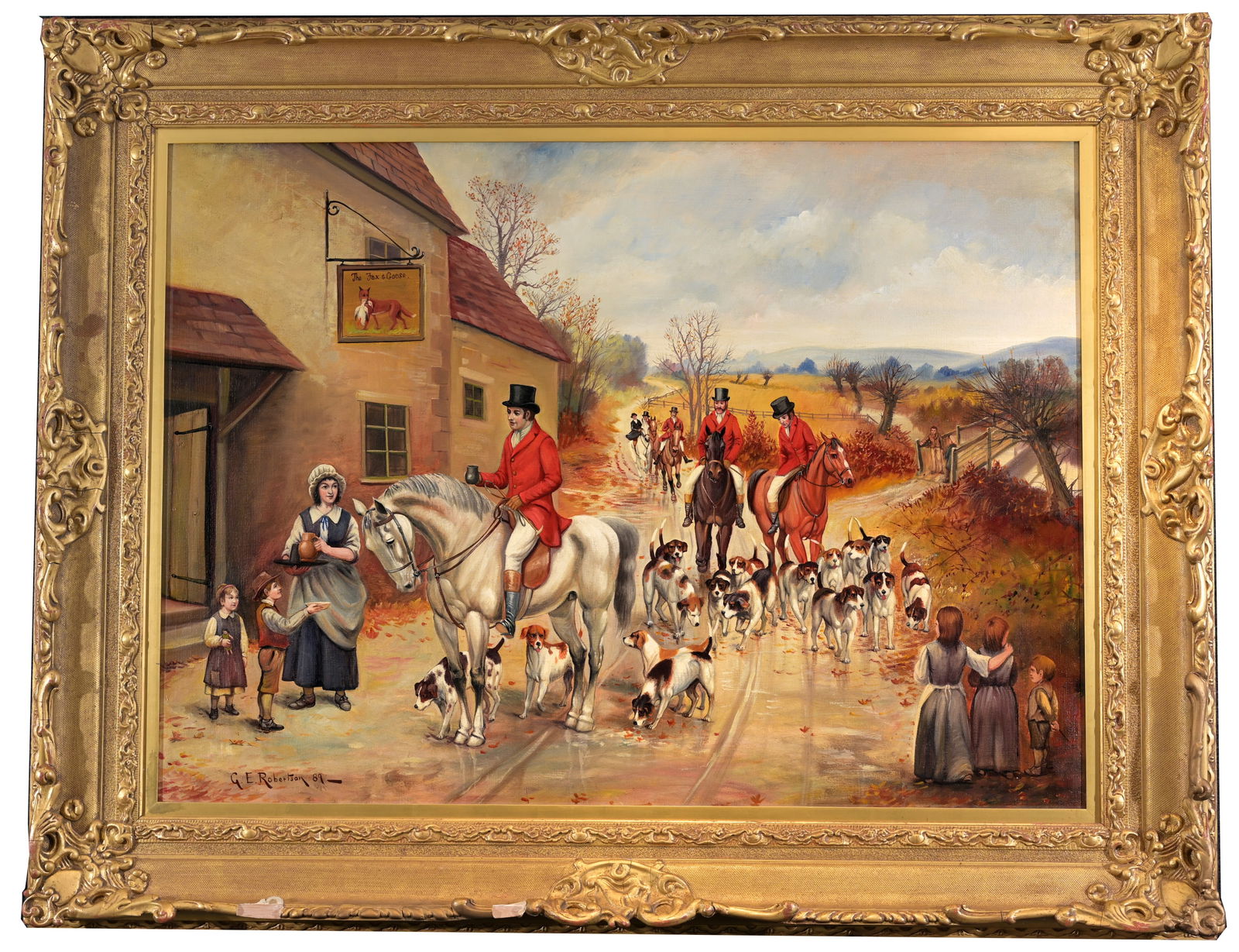 George Edward Robertson (British, 1864-1920): George Edward Robertson (British, 1864-1920) Oil on Canvas. Signed and dated ('89) lower left. Sight Size: 31 x 42.5 in. Overall Framed Size: 43 x 53 in.