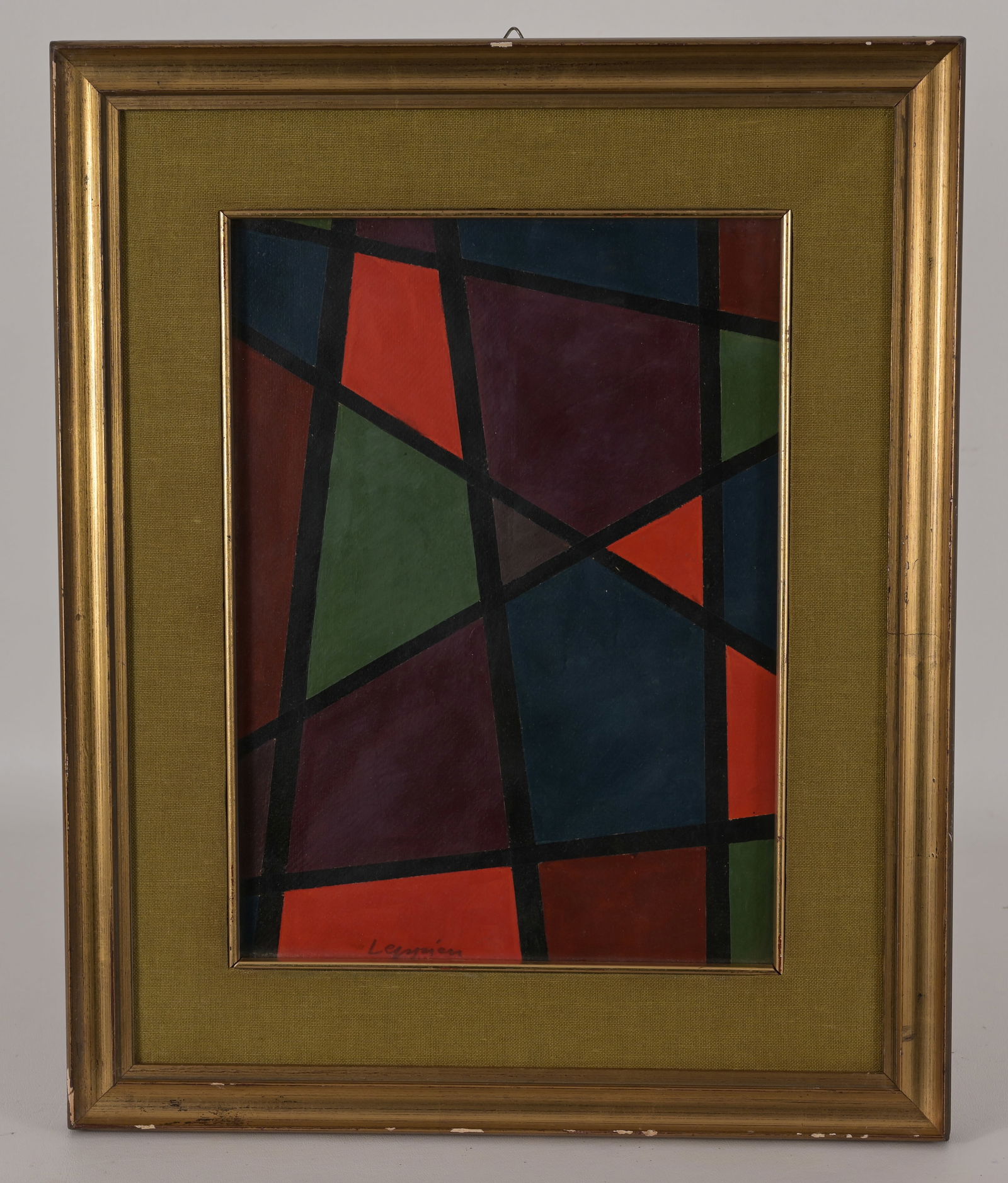 Jean Leppien (German, 1910 - 1991): Jean Leppien (German, 1910 - 1991) Untitled, Acrylic on Stock. Signed lower margin. Sight Size 12.25 x 9 in. Overall Framed Size: 18.25 x 15 in. Framed behind glass.
