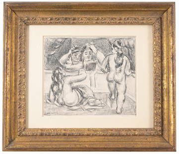Max Weber (American, 1881 - 1961): Max Weber (American, 1881 - 1961) "Woman Combing Hair" - 1929 Lithograph. Pencil signed lower right. Image Size: 7 x 9 in. Overall Framed Size: 14 x 16 in. Framed behind glass.