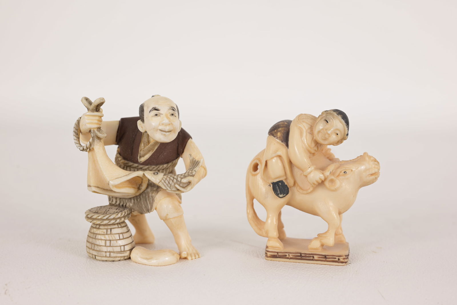 (2) Antique Chinese Japanese Figures, Signed. (1 of 8)
