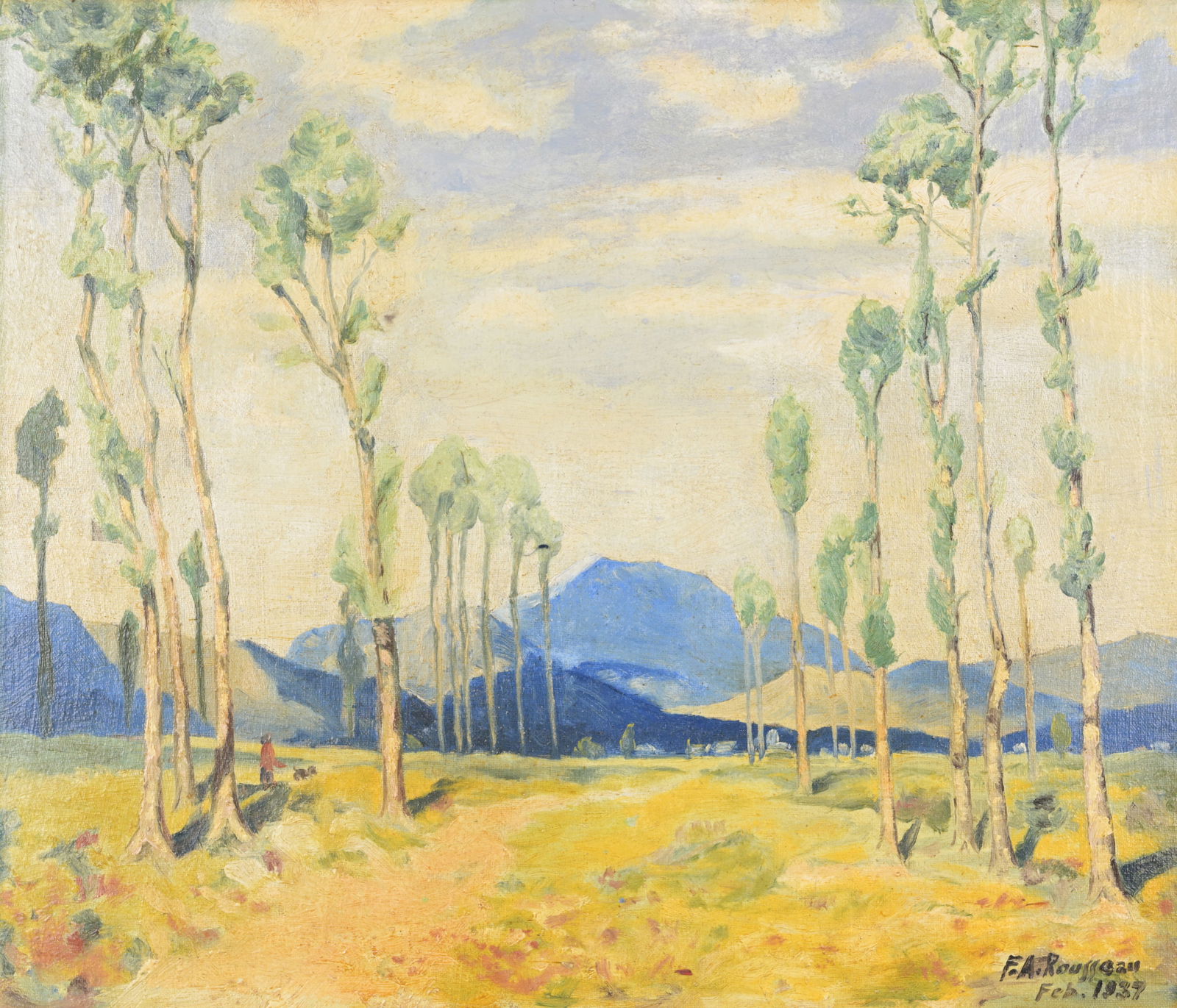 Rousseau, Signed French Landscape with Figure (1 of 5)