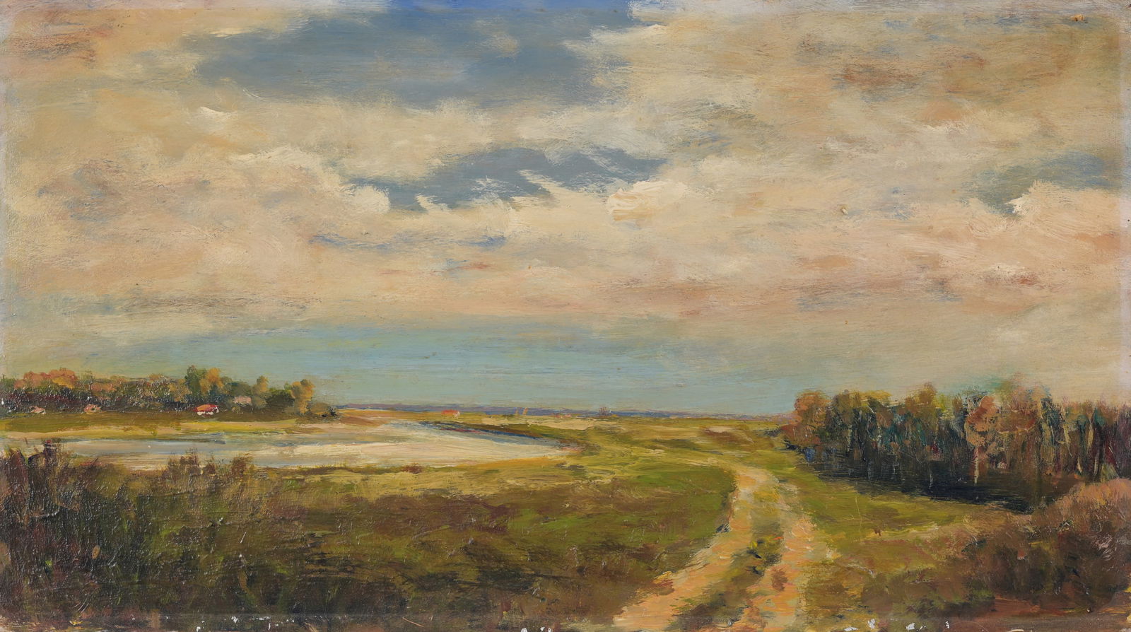 Early 20th C. American School Landscape: Early 20th C. American School Landscape Painting. Appears to be unsigned. Oil on board. Size: 11 x 19.5 in. Unframed.