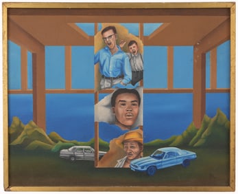 1975 Surrealist Painting, Signed