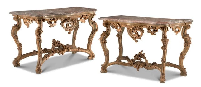 Pair, Exceptional 18th C. Venetian Console Tables