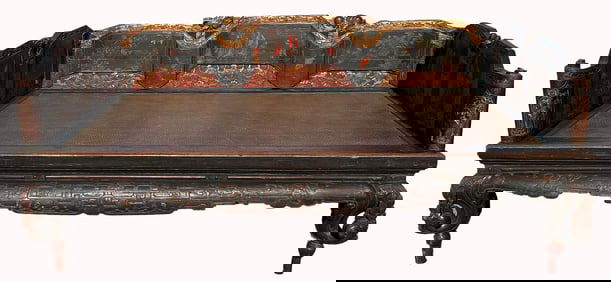 Qing, Hand Painted Chinese Lacquered Bed