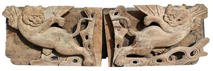 (2) Ming Dynasty Chinese Carved Panels