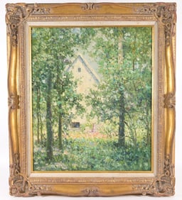 Signed, 20th C. Impressionist Garden Scene