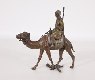 After Bergman Camel with Arab Warrior Bronze