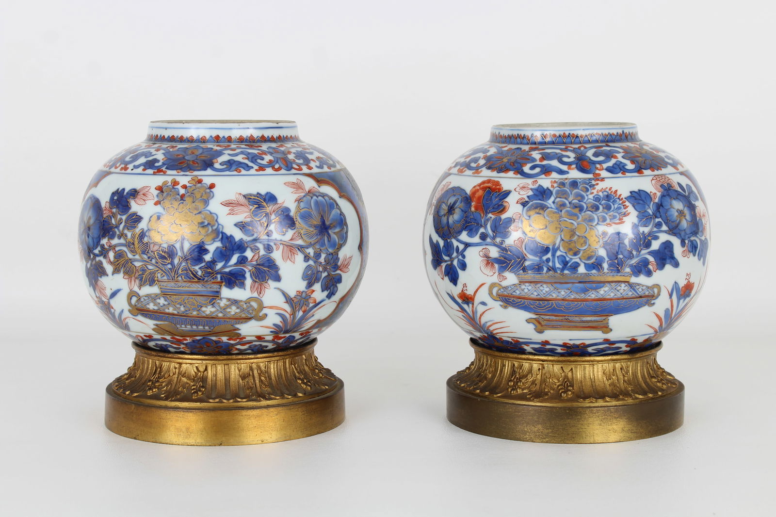 (2) Chinese Imari Porcelain/Bronze Mounted Vases (1 of 7)