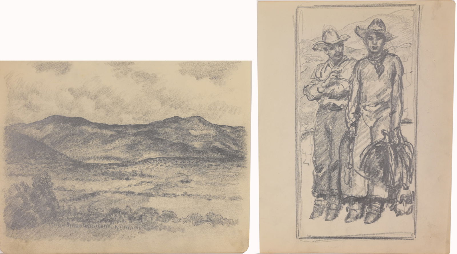 (2)Francis Luis Mora (1874 - 1940) Pencil Sketches (1 of 3)