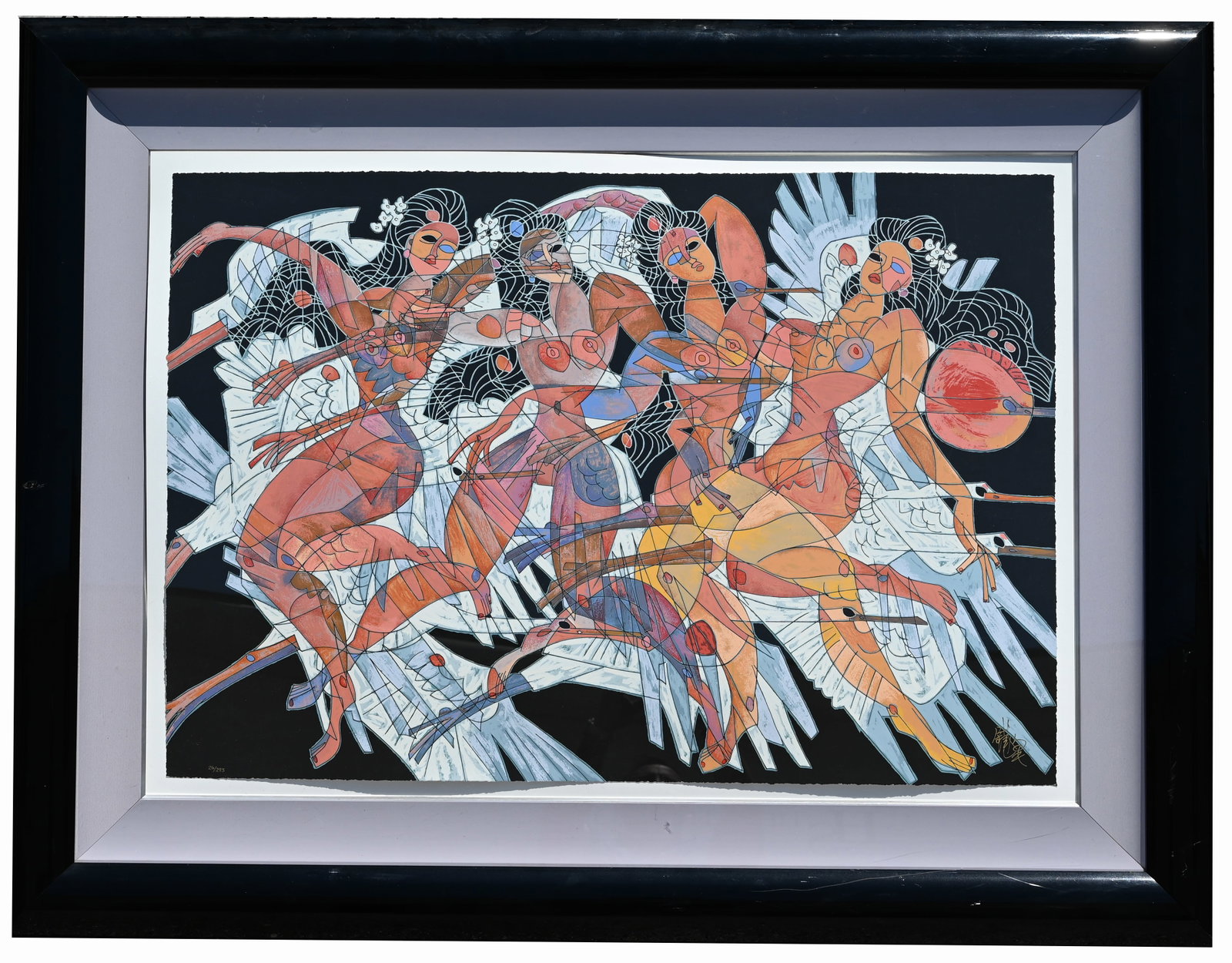 Tiefeng Jiang (B. 1938) "To Soar" Large Lithograph: Tiefeng Jiang (Chinese, B. 1938) "To Soar" Large lithograph on Paper. Hand signed and Numbered (26/293) lower margin. Comes with the original certificate of authenticity. Image Size: 28.5 x 41 in. Ove