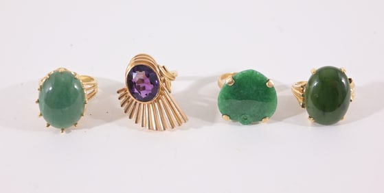 (4) 14K Gold Assorted Rings
