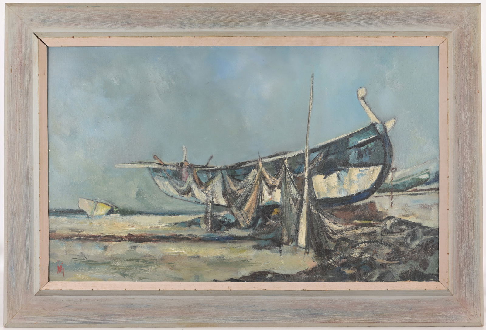 Craig Rubadoux (B. 1937) "Torremolinos, Spain": Craig Rubadoux (Florida, B. 1937) "Torremolinos, Spain" Oil on Board. Multiple Labels verso. Sight Size: 18 x 29 in. Overall Framed Size: 24.5 x 35.5 in.