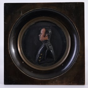 18th C. Wax Relief Portrait of a Naval Officer
