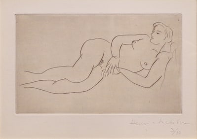 Henri Matisse "Nu Couche" Rare 3/10 Drypoint Etching