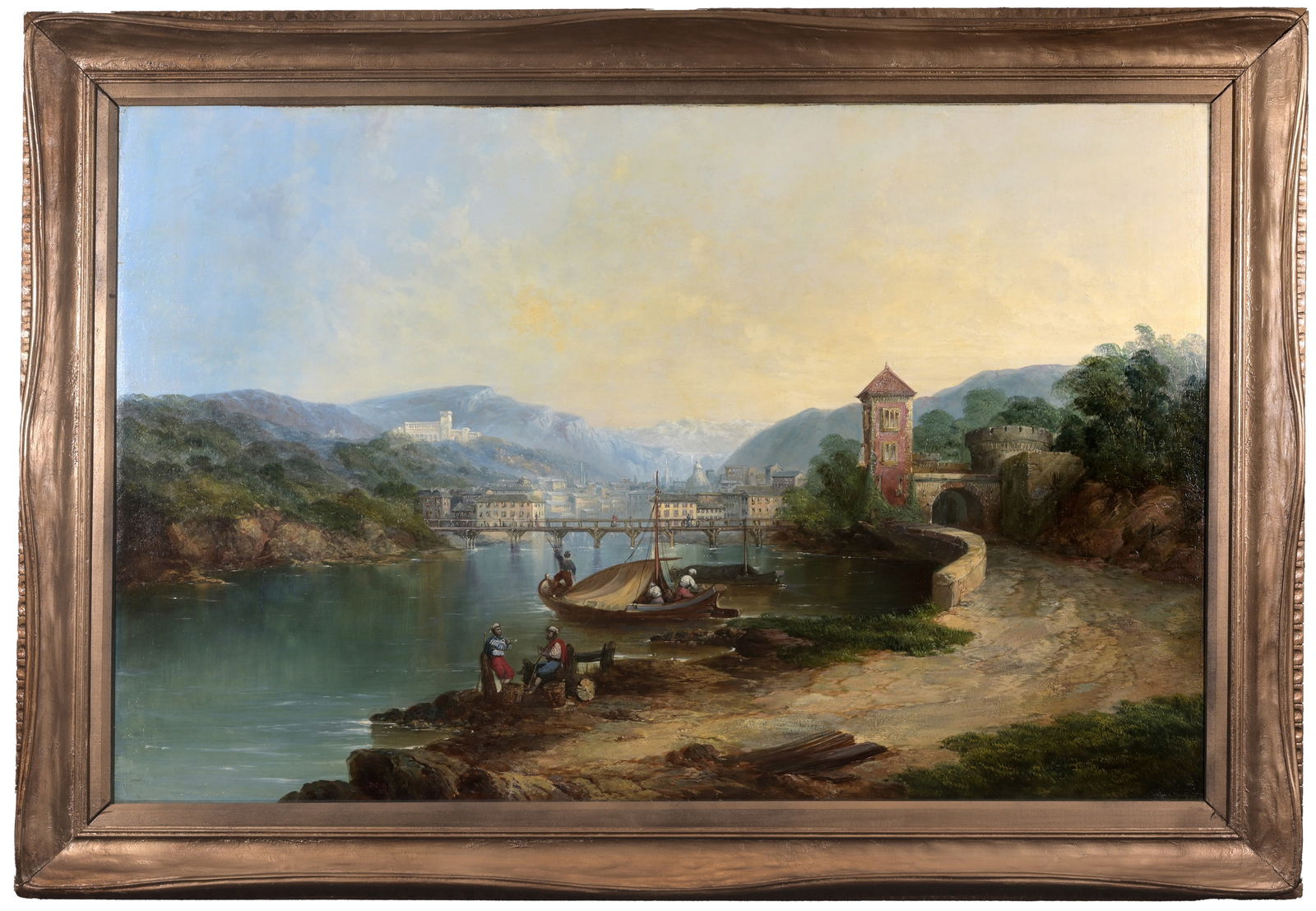 19th C. European School River with Figures (1 of 6)