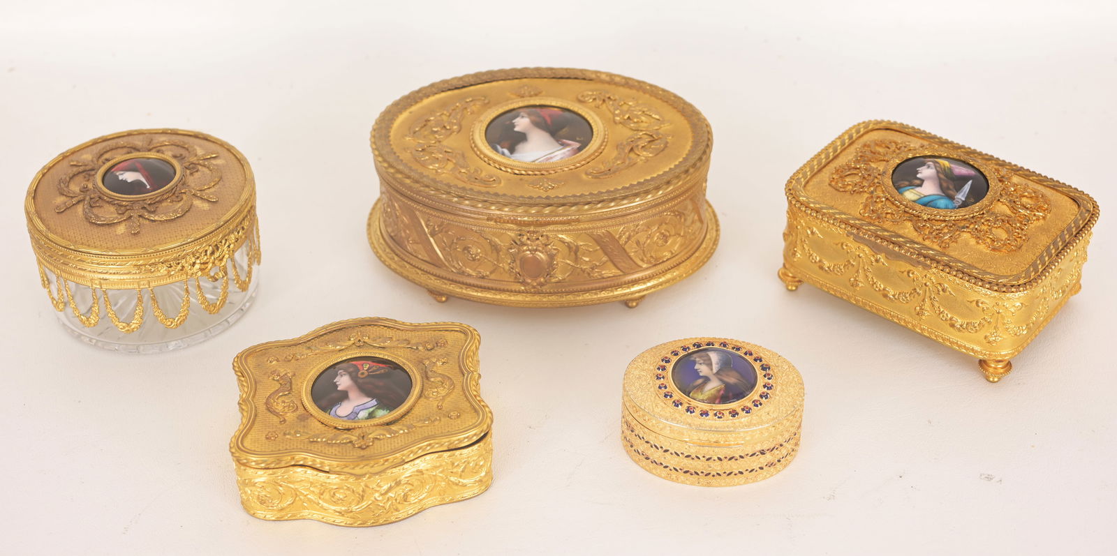 (5) Antique Gilt/Enamel French Boxes (1 of 15)