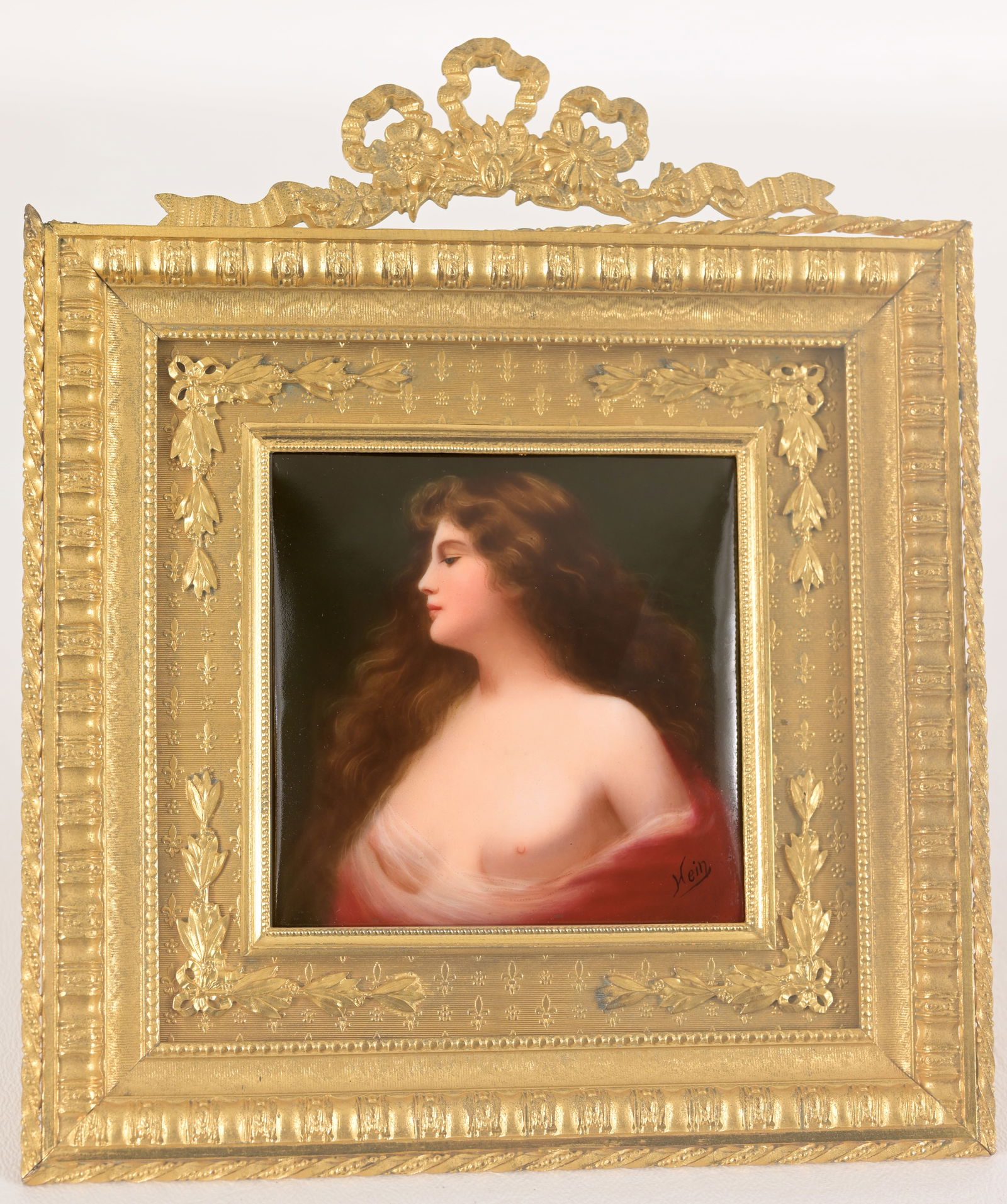 Antique Hand Painted Porcelain Portrait, Gilt (1 of 7)