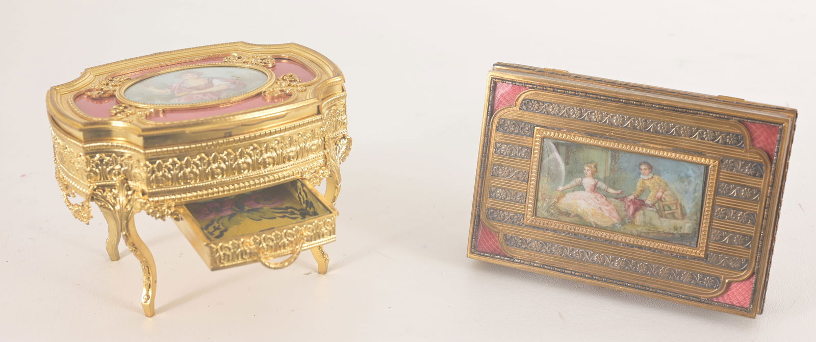 (2) Antique French Gilt/Guilloche Boxes (1 of 10)