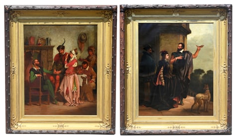 (2) Large 19th C European School Figural Paintings