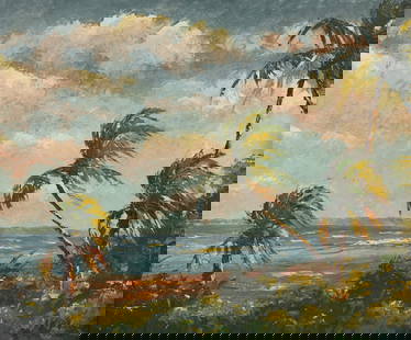 Harold Newton (1934 - 1994) Highwayman Painting: Harold Newton (Florida, 1934 - 1994) Early Highwayman Painting. Palette knife and oil on Canvas Board. Signed lower right. Sight Size: 25 x 30 in. Overall Framed Size: 28.5 x 33.5 in. Harold Newton wa