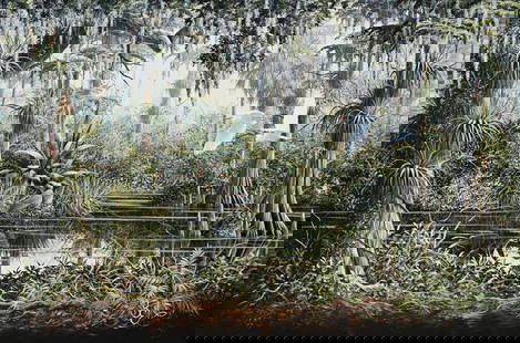 Ben W Essenburg (1947 - 2018) "Chamber": Ben W Essenburg (Florida, 1947 – 2018) "Chamber" Acrylic on Canvas. Signed lower right. Inscribed verso. Sight Size: 24 x 36 in. Overall Framed Size: 29 x 41 in.
