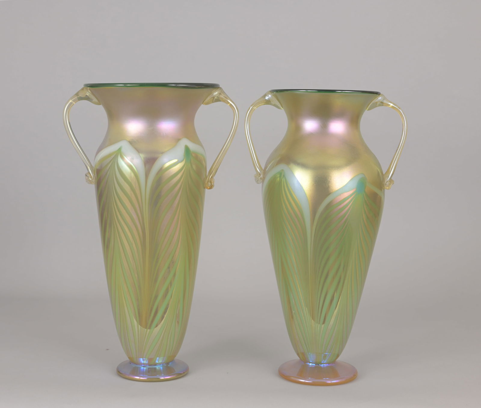 (2) Rick Strini Art Glass Pulled Feather Vases (1 of 5)