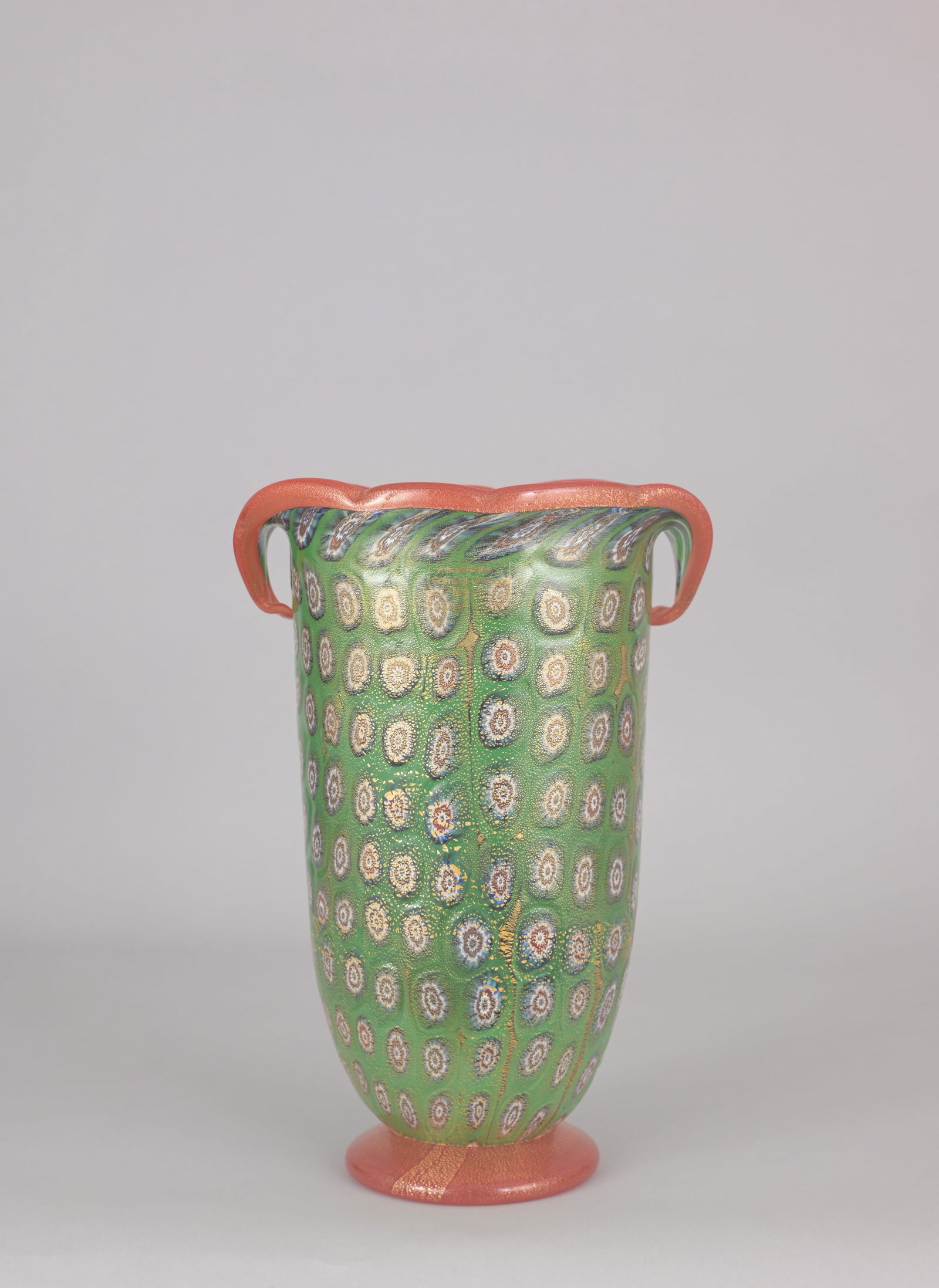 Gambaro & Poggi Millefiori Murano Art Glass Vase: Gambaro & Poggi Millefiori Murano Art Glass Vase. Signed on base. Dimensions: 9.75 x 6.5 x 4 7/8 in.