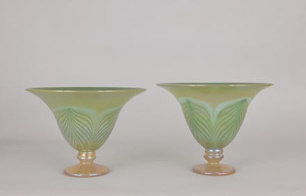 (2) Rick Strini Art Glass Compotes