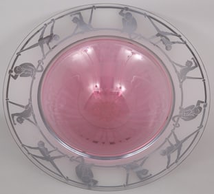 Large Gary Genetti Etched Monkey Glass Bowl