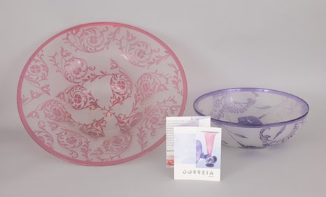 (2) Correia Art Glass Bowls