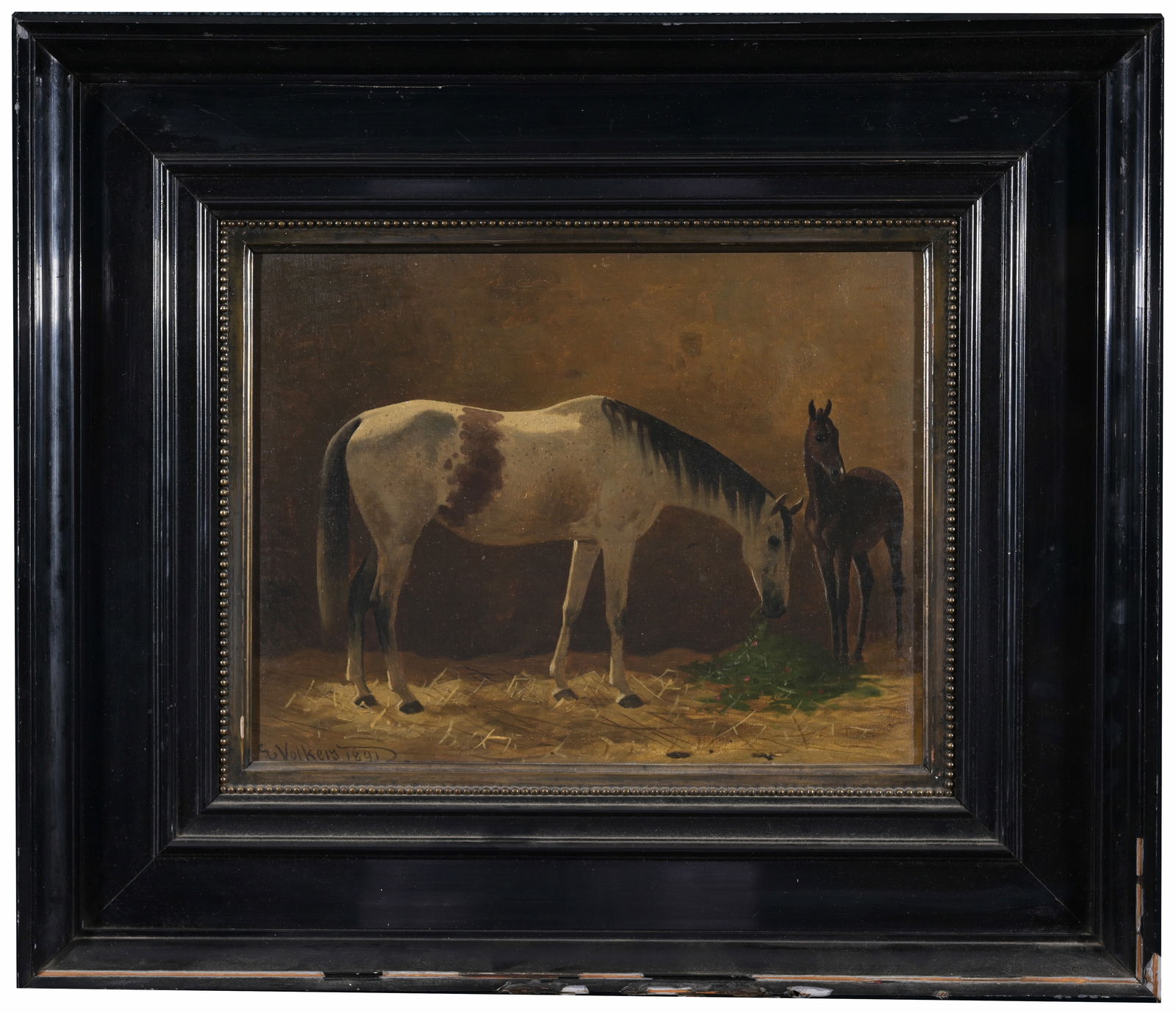 Emil Volkers (German, 1831 - 1905): Emil Volkers (German, 1831 - 1905) Oil on Canvas. Signed and dated (1891) lower left. Sight Size: 8.5 x 10.75 in. Overall Framed Size: 17 x 19 in.