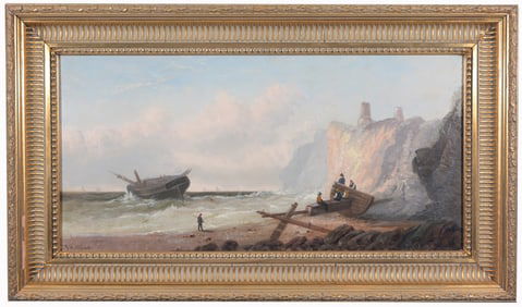 John Holland (1857 - 1920) "Shipwreck by Cliffs"