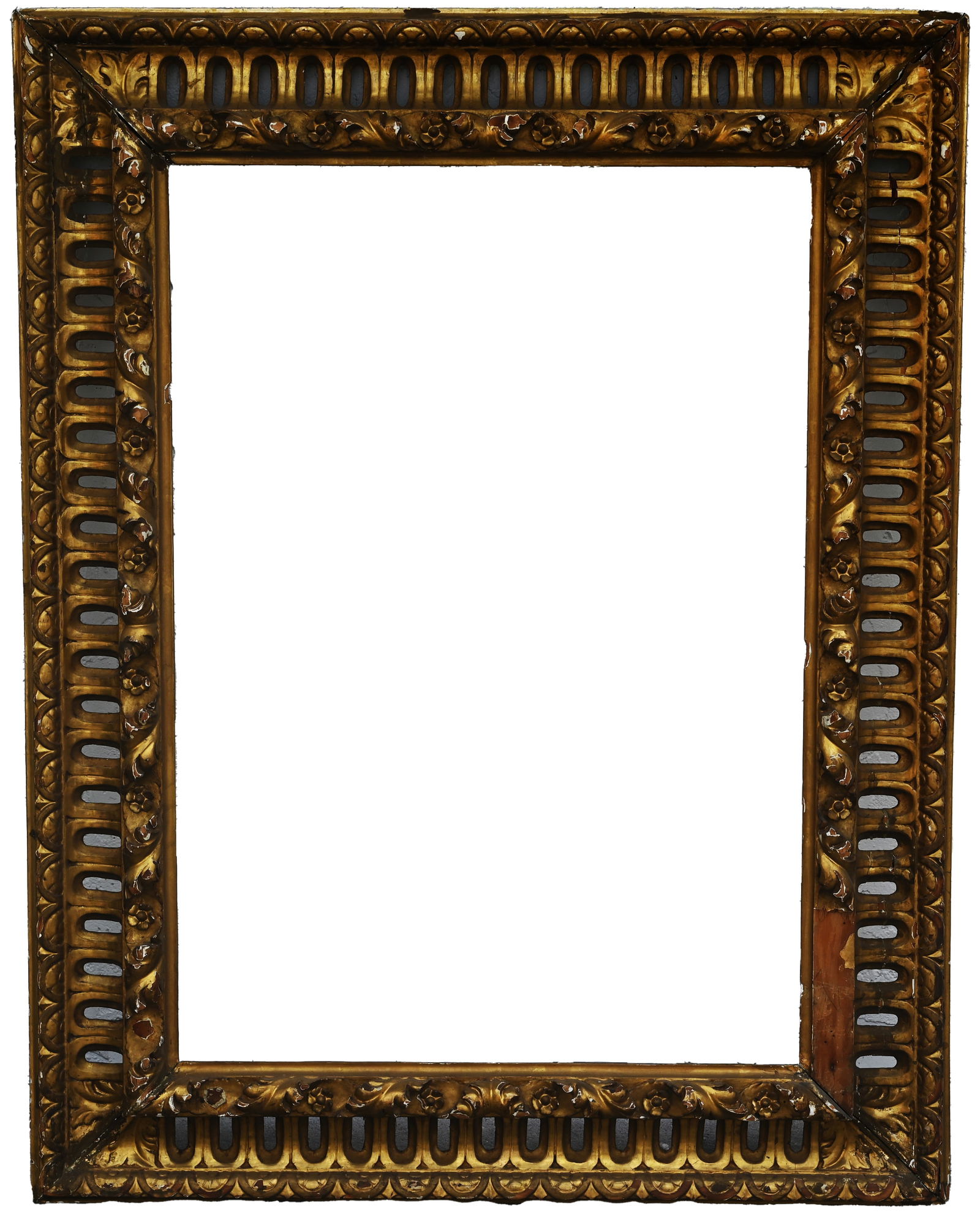 19th C. Italian Receding Frame - 36 7/8 x 26: 19th C. Italian Receding Frame Rabbet Size: 36 7/8 x 26 in. Sight Size: 35.5 x 24.75 in. Overall Framed Size: 48 x 37.5 x 3 in.