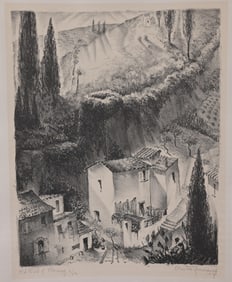 Benton Spruance "Old Wall of Florence" Litho