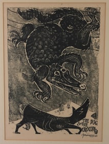 Antonio Frasconi "The Dog and the Crocodile"