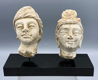 Pair of Gandharan Stucco Head - the Indus Valley