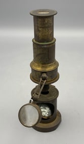 rare authentic mid-1800s brass drum microscope