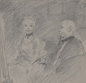 Francis Luis Mora (1874 - 1940) Pencil Sketch