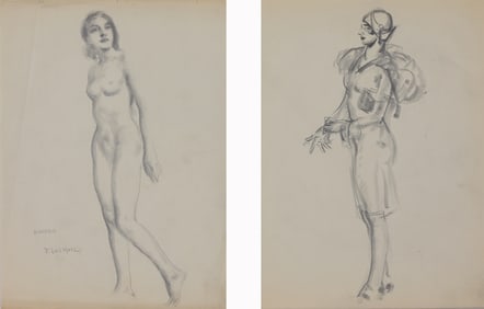 (2) Francis Luis Mora (1874 - 1940) Pencil Sketchs
