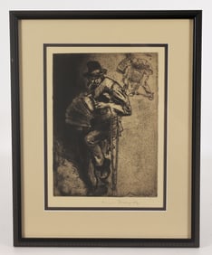 Frank Brangwyn - "The Beggar Musician" Etching