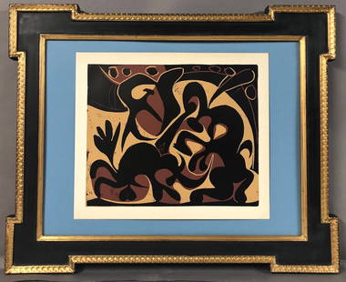 After Pablo Picasso (Spanish, 1881 - 1973): After Pablo Picasso (Spanish, 1881 - 1973) La Pique (noir et Beige) Linocut printed in Colors Unsigned, from an edition of 520, 1962 Provenance: - Acquired from a Book Dealer in Michigan - Private Col