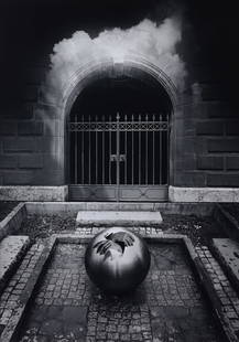 Jerry Uelsmann - Untitled, 1983: Jerry N. Uelsmann (American, 1934 - 2022) Untitled - Hands in Sphere Silver Gelatin Print. Pencil initialed and dated (1983) lower right. Cover photo for 'Photo Synthesis' by Jerry Uelsmann Image Size