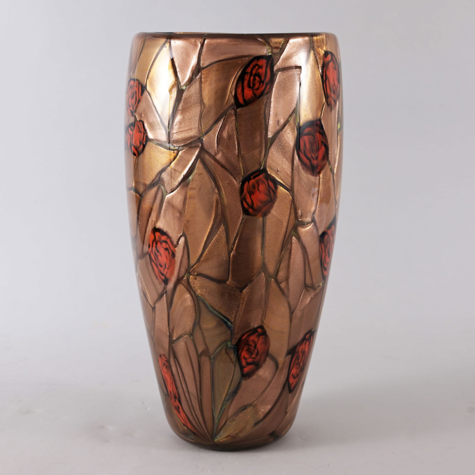 Vittorio Ferro - Murrine Glass Vase: Vittorio Ferro (Italian, 1932 - 2012) Murrine Glass Vase. Signed and dated (2000) on base. Dimensions: 12 x 6.25 x 5 in. The vases here were made by Ferro personally for the consignor, with sparking a