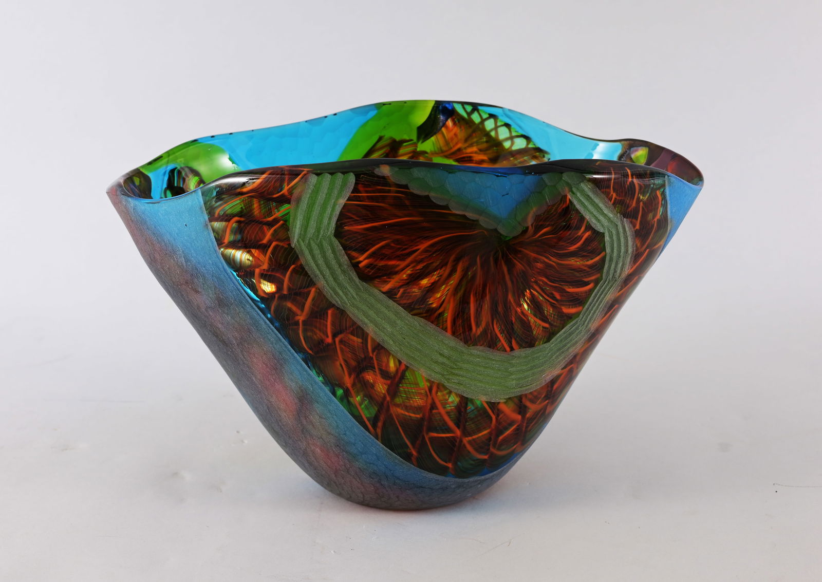 Luca Vidal (Italian, b. 1976): Luca Vidal (Italian, b. 1976) Hand Blown Murano Glass Vase. Signed on base. Dimensions: 7.75 x 11.75 x 7.75 in.