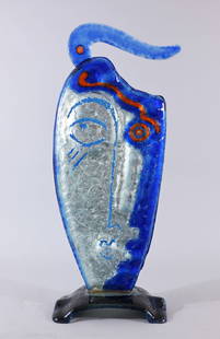 Silvio Vigliaturo (Italian, b. 1949): Silvio Vigliaturo (Italian, b. 1949) "Angel & Devil" Art glass sculpture. Signed on base. Dimensions: 22 x 9 x 5 in.