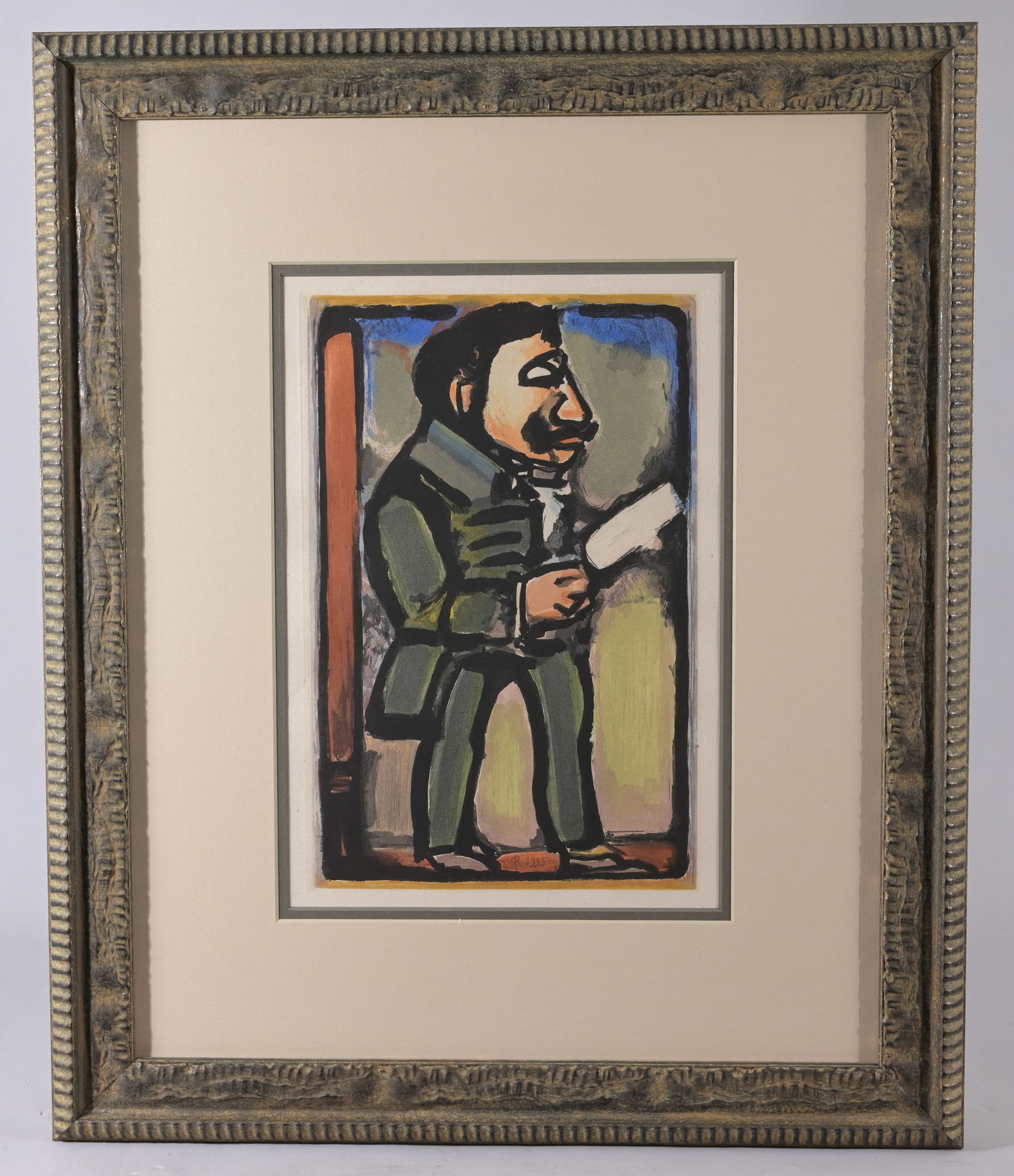 Georges Rouault - "Professor Pieu", 1935: Georges Rouault (French, 1878-1951) "Professor Pieu, Membre de l'institut" Aquatint in Colors. Initialed and dated (1935) in the plate. from the Passion Series, published by Ambroise Vollard in 1939,