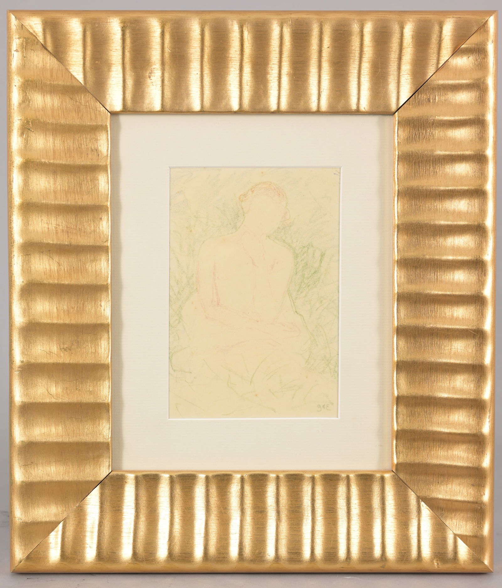 Georges D'Espagnat (French, 1870 - 1950): Georges D'Espagnat (French, 1870 - 1950) Pastel of a nude woman. Initialed lower right. Provenance: Stakenborg Fine Art (Sarasota, Florida). Sight Size: 7 x 4.75 in. Overall Framed Size: 15 x 13 in. F